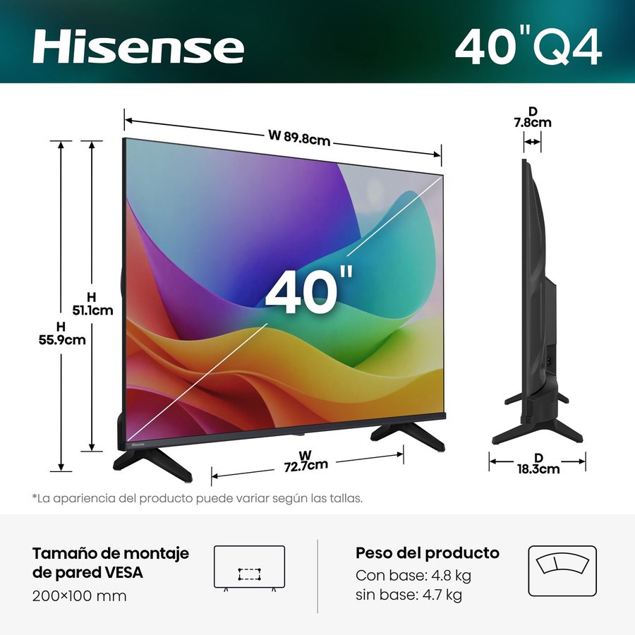 Smart TV Hisense QLED Full HD 40" 40Q4SV - imagen 3