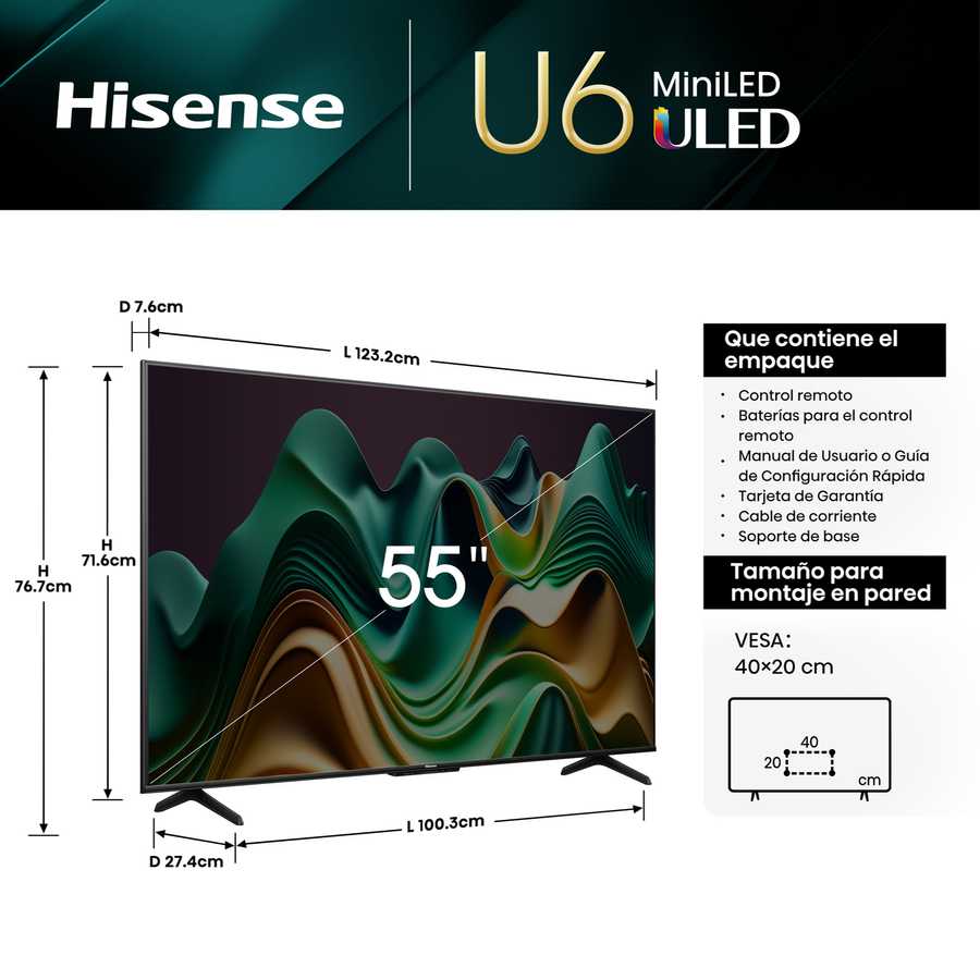 Smart TV Hisense Mini LED 4K 55" 55U6N - imagen 3