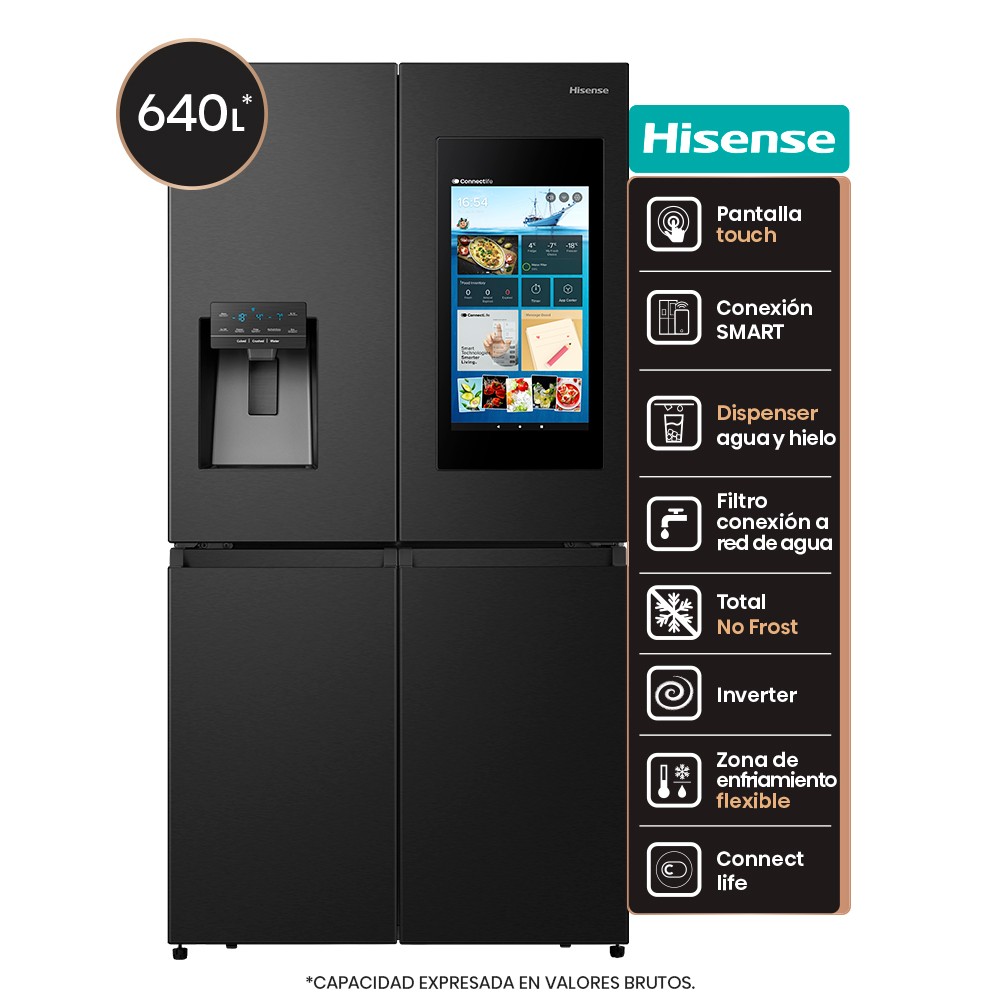 Heladera Hisense Cross Door ZF-RQ697HB 640 L con pantalla - foto 2